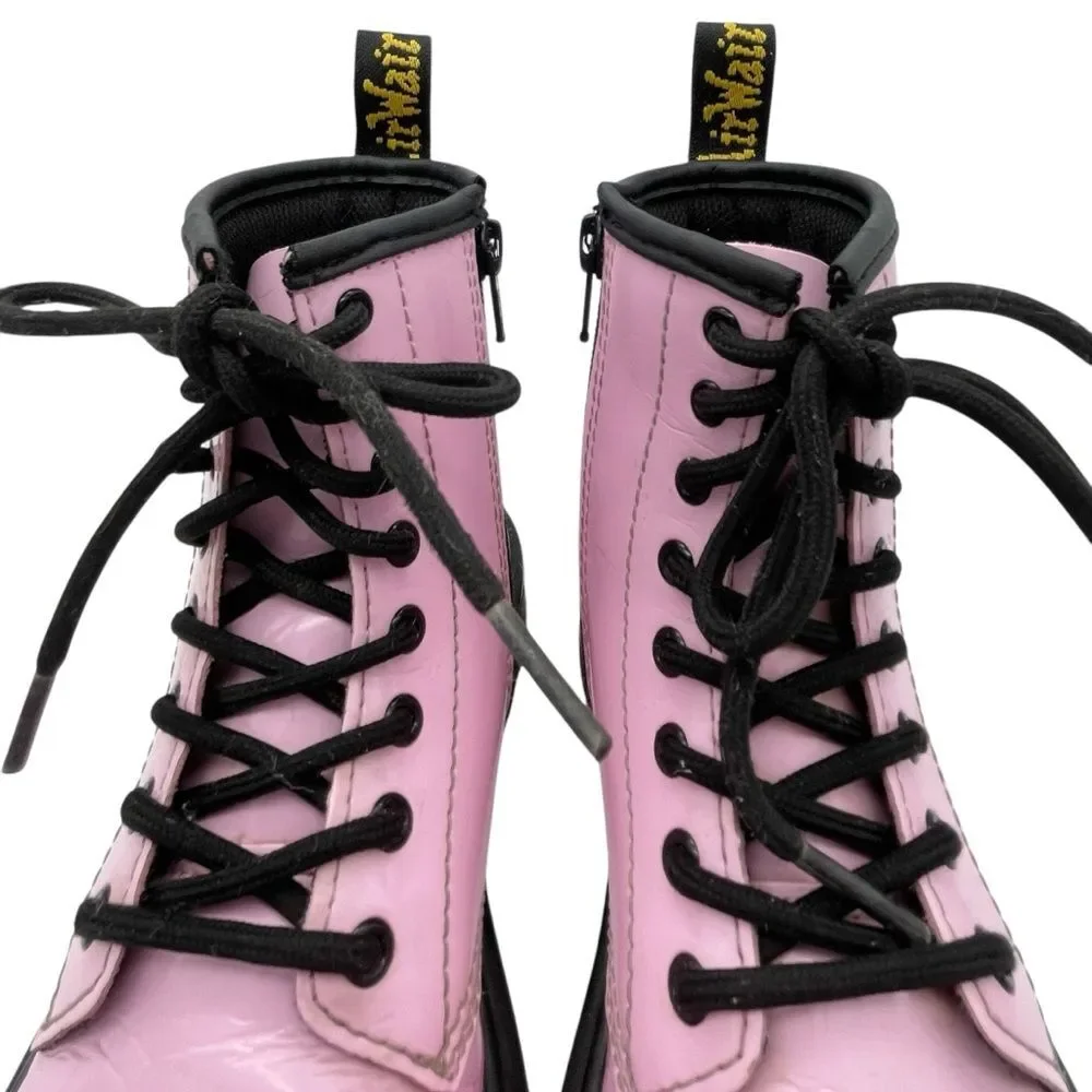 Dr. Martens Junior 1460 8-Eye Combat Boot Light Pastel Pink Leather Girls Size 2